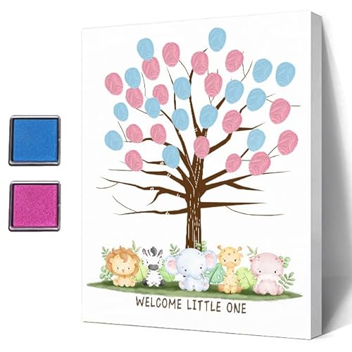 Ggjgrpx Lustiger Fingerabdruck-Baum für Babyparty, Multianimals Gästebuch, Partyspiel für Babyparty, Babyparty, Party, Gästebuch, Ideen, Gender Reveal Keepsake, besondere bedeutungsvolle Ggjgrpx Lustiger Fingerabdruck-Baum für Babyparty, Multianimals Gästebuch, Partyspiel für Babyparty, Babyparty, Party, Gästebuch, Ideen, Gender Reveal Keepsake, besondere bedeutungsvolle von Ggjgrpx