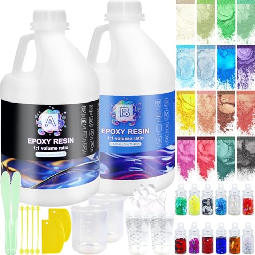 Ghguole Epoxidharz Set-4.15 L/1.1 Gallen Epoxidharz mit Härter 1:1 für Anfänger,Kristallklares Gießharz mit Farben,Glitzer für Holz Schmuckherstellung,Gussbeschichtung Holz,Schimmelguss,DIY Dekoration Ghguole Epoxidharz Set-4.15 L/1.1 Gallen Epoxidharz mit Härter 1:1 für Anfänger,Kristallklares Gießharz mit Farben,Glitzer für Holz Schmuckherstellung,Gussbeschichtung Holz,Schimmelguss,DIY Dekoration von Ghguole