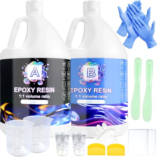 Ghguole Epoxidharz Set -8.5L Epoxidharz&Härter für Anfänger,Epoxy Gießharz mit Zubehör&Pigmenten for Schmuckherstellung DIY,Art&Craft,Schimmelguss,Tischbeschichtung,Holz,Geschenk,Safe&Health von Ghguole