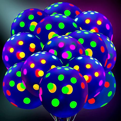 Ghirting Neon-Leuchtballons - UV-reaktiv leuchtende Luftballons 12 Zoll,50 Stück Fluoreszierende Luftballons Neon Partyzubehör für Weihnachtshochzeitsbankett von Ghirting