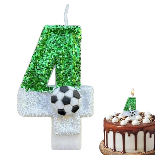 Ghjkldha Geburtstagskerzenkuchen, glitzernde Fußballkerzendekorationen, kreative Kuchendekoration zum Geburtstag, Fußball-Kuchenkerzen, Geburtstagskuchenkerzen mit Glitzer für den Geburtstag von Ghjkldha