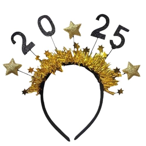 Ghjkldha 2025 Neujahrs-Tiara, Silvester-Party-Stirnbänder, festliches Stirnband, Zubehör, 2025 Feier, Stirnbänder, tolles Neujahrs-Stirnband, glitzerndes Neujahrs-Tiara, Partygeschenke für Neujahr von Ghjkldha