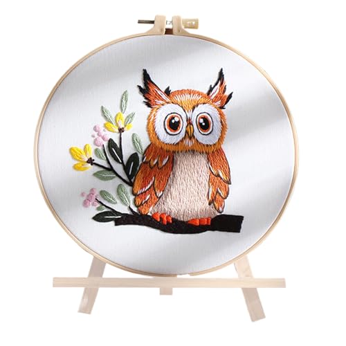 Ghjkldha Beginner Embroidery Kit, Owl Design Set, Adult Sewing Craft, Holiday Home Decoration, Complete Thread and Hoop Supplies, Classic Needlework Project, Instruction Included, Gift for Builder von Ghjkldha