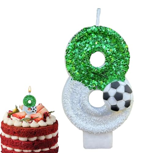 Ghjkldha Geburtstagskerzenkuchen, glitzernde Fußballkerzendekorationen, kreative Kuchendekoration zum Geburtstag, Fußball-Kuchenkerzen, Geburtstagskuchenkerzen mit Glitzer für den Geburtstag von Ghjkldha