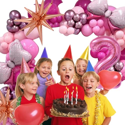 Ghjkldha Rosa Latex-Luftballons-Set, Geburtstags-Luftballons-Dekorationsset,Schleifen-Zahlen-Geburtstagsdekorationen-Party-Set - Latex-Partyballons, für Hintergrund, Ballonbogen-Set, von Ghjkldha