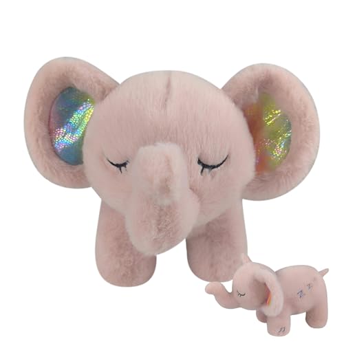 Ghjkldha Schlafender Elefant, Geräusch-Elefant mit – schlafendes Tier mit Musiklichtern, realistisches atmendes Plüschtier für Kinder von Ghjkldha