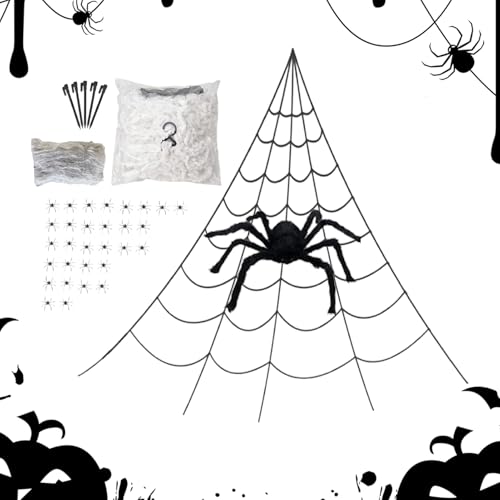 Ghjkldha Spinnennetz Deko,Spinnendeko - Große Halloween-Deko Für Garten Terrasse Haus Gruselhaus Dekoration von Ghjkldha