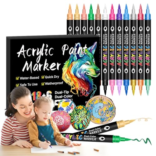 Graffiti-Kunst-Marker-Set, Doppelkopf-Farbstifte, schnell trocknende Marker, bunte Zeichenmarker, baubare Künstlerstifte, Kritzel- und Skizziermarker für kreative Kunstprojekte zum Malen von Ghjkldha