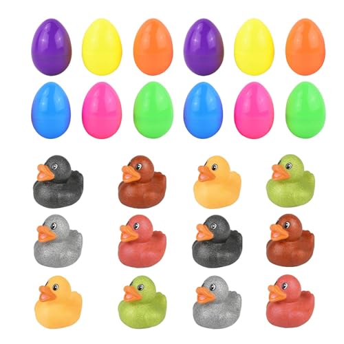 Gummi-Enten-Ostereierfüller | Gefüllte Ostereier Mit Gummiente | Elastische Enten-Geburtstagsparty-Geschenke | Vorgefüllte Ostereier Für Den Frühling, Ostereier Mit Entenmotiv, Osterei-Geschenktütenfü von Ghjkldha