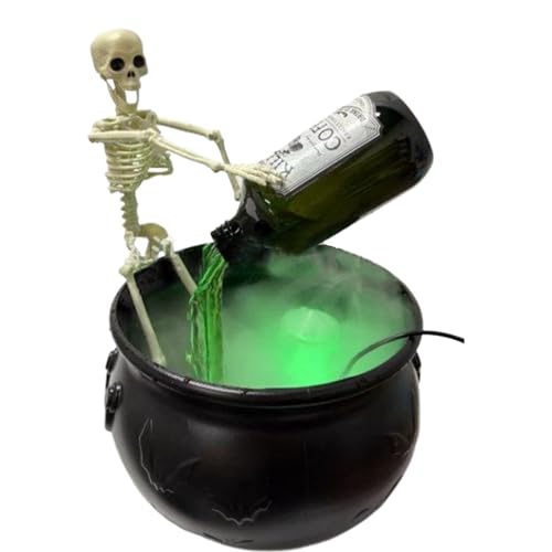 Halloween Hexenkessel Für Innenräume | Halloween Deko Skelettpfanne Für Drinnen,Mit Anleitung Nebelmaschine Grusel Deko Für Kaminbank Fensterbank Eingangsbereich Restaurant von Ghjkldha