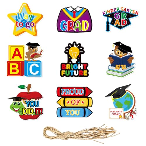 Kindergarten Abschlussanhänger Mit Band,9 Stück Graduierungsetiketten - Papieranhänger Mit Band Für Festdekoration Kindergarten Kindergarten Abschlussanhänger Mit Band,9 Stück Graduierungsetiketten - Papieranhänger Mit Band Für Festdekoration Kindergarten von Ghjkldha