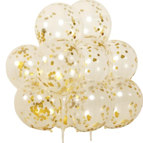 Luftballons mit goldenem Papier – Latex-Konfetti-Ballons, Party-Ballon, transparent, mehrfarbig, Party-Dekoration für Babyparty von Ghjkldha