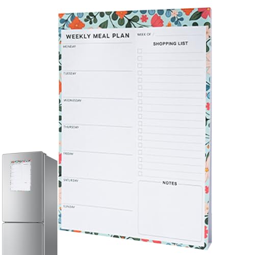 Meal Planner, Magnetic Notepad, Kitchen Organizer,7.01x10x0.35 Inches, 60 Tear Off Sheets, Strong Fridge Backing, for Weekly Meal Prep Grocery List Planning Home Cooking Schedule von Ghjkldha