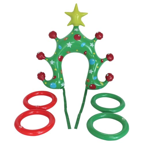 Tree Ring Toy - Festliches aufblasbares Wurfspiel für Weihnachten und Veranstaltungen, verstellbare Stirnbänder mit weichen Ringen, Partyspaß für Schule, das Haus, Familie, die Innenräume, den von Ghjkldha
