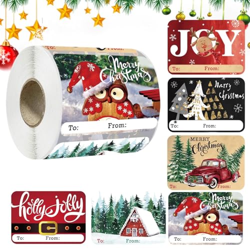 Weihnachts-Namensschild-Aufkleber: 250 Stück selbstklebende helle Farbetiketten für Weihnachtskarten, Umschläge und Weihnachtsbastelarbeiten, lebendige selbstklebende Weihnachtsaufkleber-Etiketten von Ghjkldha