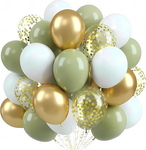 100 Luftballons Grün Gold Weiß,12”Goldene Konfetti Ballons,Latex Helium Ballon Jungle Luftballons für Kinder Geburtstag Babyparty Hochzeit Graduierung Feier 100 Luftballons Grün Gold Weiß,12”Goldene Konfetti Ballons,Latex Helium Ballon Jungle Luftballons für Kinder Geburtstag Babyparty Hochzeit Graduierung Feier von Ghoietv