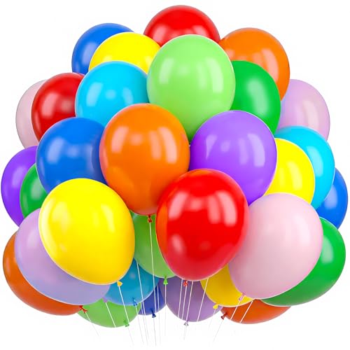 100 Pcs Luftballons Geburtstag,Luftballons Bunt,Helium Ballons Latex Partyballon für Luftballon Girlande Geburtstag Jahrestag Hochzeit Party Dekorationen von Ghoietv