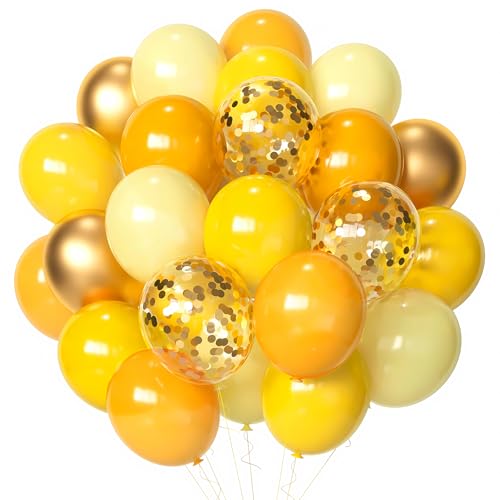 60 Luftballons Gelb Gold,12” Konfetti Luftballons Gold,Helium Ballons Geburtstag,Luftballon Bunt Girlande für Baby Shower Gender Reveal Party Supplies 60 Luftballons Gelb Gold,12” Konfetti Luftballons Gold,Helium Ballons Geburtstag,Luftballon Bunt Girlande für Baby Shower Gender Reveal Party Supplies von Ghoietv