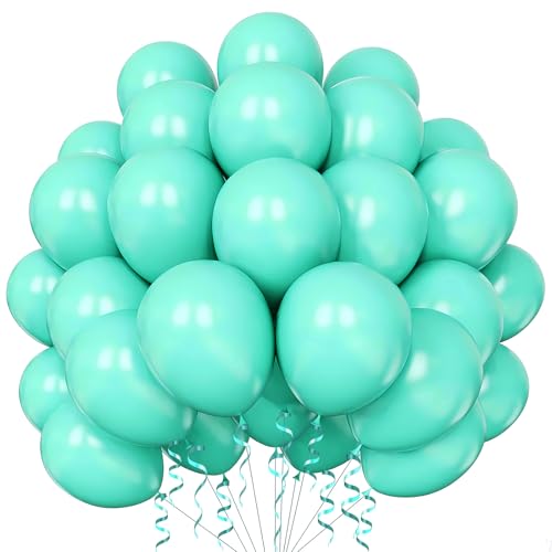 60 Stück Luftballons Türkis Blaue,Luftballons Blau Hochzeit,Türkis Helium Ballons Geburtstagsdeko,Blau Latex Partyballonfür Babyparty Valentinstag Dekorationen von Ghoietv