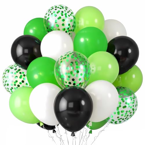 Luftballons Grün Schwarz Weiß,60 Stück Latex Helium Ballons,12in Konfetti Ballons,Bunte Deko Ballon für Geburtstag,Hochzeit,Baby Shower,Fußballparty von Ghoietv