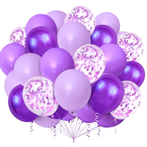 Luftballons Lila,Lila Konfetti Ballons,100 Stück Latex Ballons Helium Ballon Für Mädchen Geburtstag Hochzeit Babyparty Abschluss Party Prinzessinnen Deko von Ghoietv