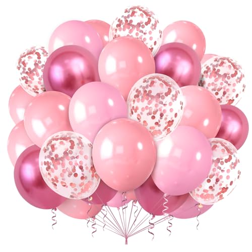 Luftballons Rosa Set,100 Stück 12 Zoll Rosa Konfetti Ballons für Pink Thema Mädchen Hochzeit Geburtstag Party Baby Shower Deko von Ghoietv