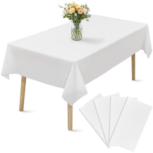 4 Stück Einweg Tischdecken, Wasserdicht Geburtstag Tischdecken, 137 x 274cm Fleckschutz Rechteckig Tischtuch Tischabdeckung für Party Hochzeiten Kindergeburtstag Weihnachten Grillen Picknick von Ghope
