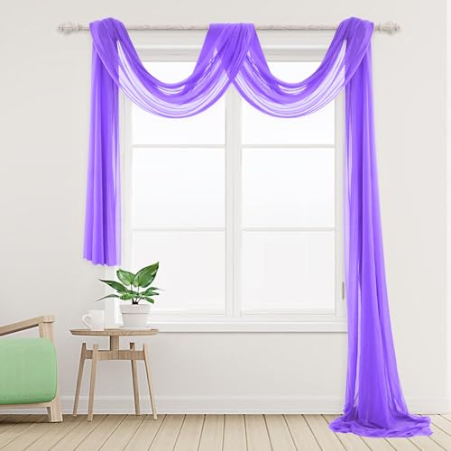 Ghope Querbehang Freihanddeko Transparent, 150 x 600cm Gardinen Voile Vorhang Deko Hochzeitsbogen Tüll für Fotografie Hochzeit Party Geburtstag Taufe Himmelbett von Ghope