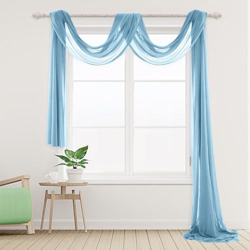 Ghope Querbehang Freihanddeko Transparent, 150 x 600cm Gardinen Voile Vorhang Deko Hochzeitsbogen Tüll für Fotografie Hochzeit Party Geburtstag Taufe Himmelbett von Ghope