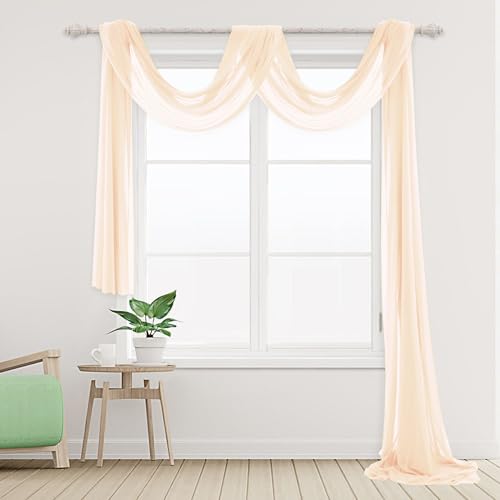 Ghope Querbehang Freihanddeko Transparent, 150 x 600cm Gardinen Voile Vorhang Deko Hochzeitsbogen Tüll für Fotografie Hochzeit Party Geburtstag Taufe Himmelbett von Ghope