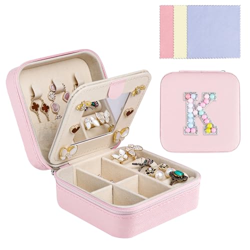 Ghope Schmuckkästchen Reise mit Spiegel, Klein Schmuck-Reiseetui mit initiale Schmuckkasten tragbar Schmuckschatulle Schmuckkoffer Schmucketui Jewelry Box für Damen Mädchen Geschenk Ghope Schmuckkästchen Reise mit Spiegel, Klein Schmuck-Reiseetui mit initiale Schmuckkasten tragbar Schmuckschatulle Schmuckkoffer Schmucketui Jewelry Box für Damen Mädchen Geschenk von Ghope