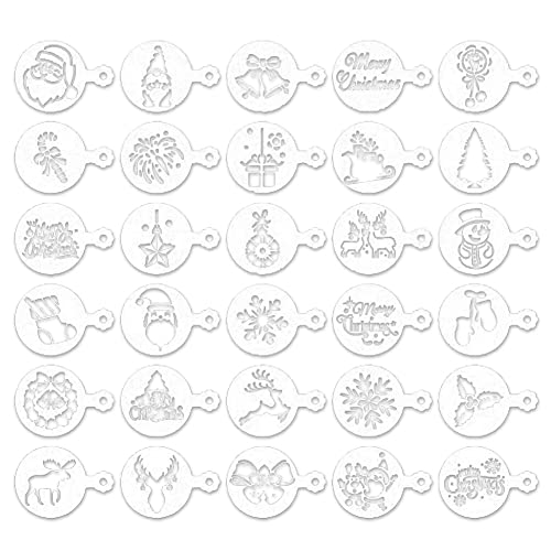 Ghulumn 30 Stück Keksschablonen Kuchen Formen Kaffee Schablonen Wiederverwendbare Malerei Schablonen Prägeformen von Ghulumn