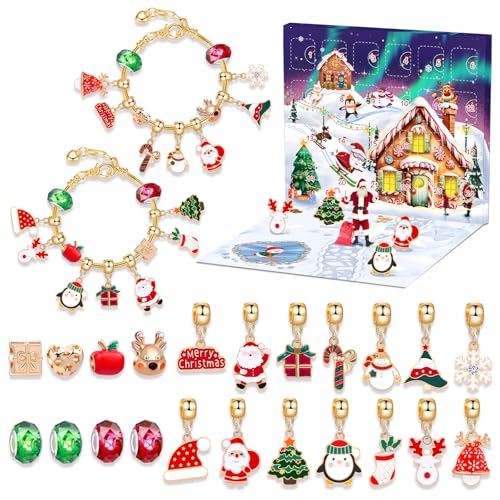 2025 Weihnachts-Adventskalender-Armbänder für Frauen und Mädchen, 24 Tage Urlaubs-Countdown-Kalender, DIY-Schmuckherstellungs-Set mit 2 verstellbaren Armbändern, Weihnachtsgeschenke 2025 Weihnachts-Adventskalender-Armbänder für Frauen und Mädchen, 24 Tage Urlaubs-Countdown-Kalender, DIY-Schmuckherstellungs-Set mit 2 verstellbaren Armbändern, Weihnachtsgeschenke von Ghzste