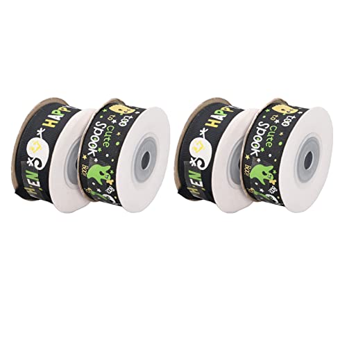 Ghzste Halloween Ribbon 4 Rollen 1 Zoll Breite 10 Meter mit Cartoonmuster, Polyester DIY Basteldekorationsband, Maschinenwaschbar, Falten für Geschenkverpackung Ghzste Halloween Ribbon 4 Rollen 1 Zoll Breite 10 Meter mit Cartoonmuster, Polyester DIY Basteldekorationsband, Maschinenwaschbar, Falten für Geschenkverpackung von Ghzste