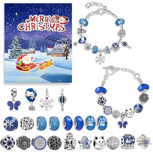 Weihnachts-Adventskalender-Armbänder 2025 für Frauen und Mädchen, 24-Tage-Feiertags-Countdown-Kalender, DIY-Schmuckherstellungsset mit 2 verstellbaren Armbändern, geschenk von Ghzste
