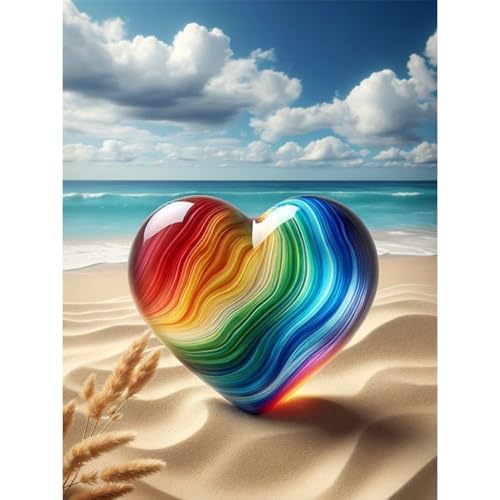Strand Diamond Painting Erwachsene-Herz Diamant Painting Bilder Erwachsene, Liebe Diamond-Painting Arts Craft für Home Wand Decor (30x40cm) von Giahism