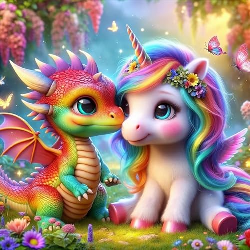 Einhorn Diamond Painting Erwachsene-Drache Diamant Painting Bilder Erwachsene, Tiere Diamond-Painting Arts Craft für Home Wand Decor (30x30cm) von Giahism