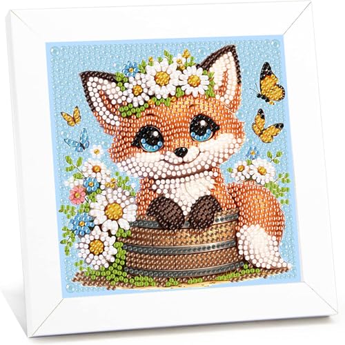 Fuchs Diamond Painting Kinder mit Rahmen-Diamant Painting Bilder Fuchs, Tiere Diamond Painting Kinder ab 4-6-8-10 Jahre Arts Craft für Home Wand Decor (17,5x17,5cm) von Giahism