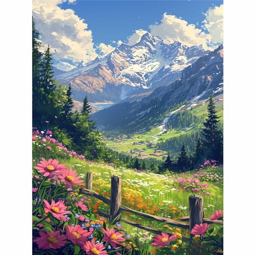Giahism Malen Nach Zahlen Erwachsene Landschaft-Blume Malen Nach Zahlen für Erwachsene,Wald Malen Nach Zahlen Erwachsene Set Freizeit und Wanddekoration(30x40cm) von Giahism