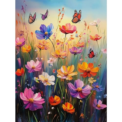 Wildblumen Diamond Painting Erwachsene, Blumen 5d Diamond Painting Erwachsene, Pflanze Diamont Painting Arts Craft für Home Wand Decor (30x40cm) von Giahism