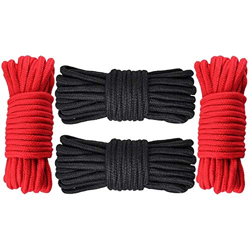 GiantGo 4 Rollen Baumwollseil Baumwollkordel, 5meter Weiches Baumwollknoten-Bindeseil Twisted Mooring Rope aus Baumwolle, 8mm Durchmesser, Rot und Schwarz GiantGo 4 Rollen Baumwollseil Baumwollkordel, 5meter Weiches Baumwollknoten-Bindeseil Twisted Mooring Rope aus Baumwolle, 8mm Durchmesser, Rot und Schwarz von GiantGo