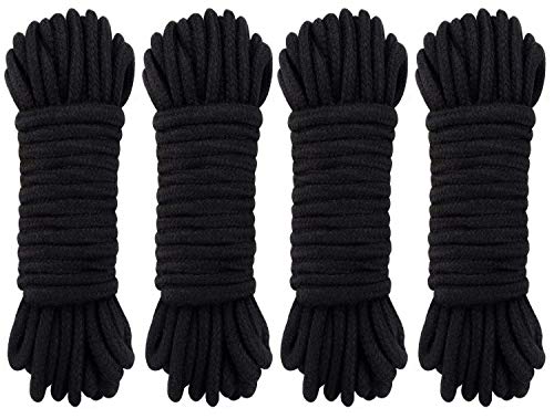 GiantGo 4 Rollen Baumwollseil Baumwollkordel, 5meter Weiches Baumwollknoten-Bindeseil Twisted Mooring Rope aus Baumwolle, 8mm Durchmesser, Schwarz GiantGo 4 Rollen Baumwollseil Baumwollkordel, 5meter Weiches Baumwollknoten-Bindeseil Twisted Mooring Rope aus Baumwolle, 8mm Durchmesser, Schwarz von GiantGo
