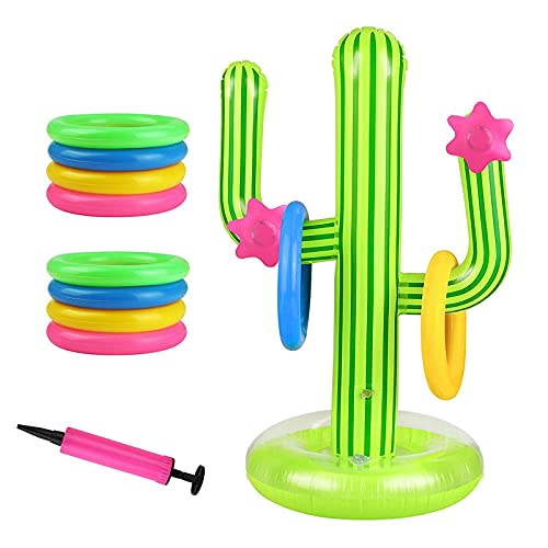 GiantGo Aufblasbares Kaktus-Ring-Set, 1 x aufblasbarer Kaktus, 10 x aufblasbare Ringe, 1 x Luftpumpe, Wurfspiel, aufblasbares Set für Fiesta, Party, Sommer, Schwimmbad, Spiel GiantGo Aufblasbares Kaktus-Ring-Set, 1 x aufblasbarer Kaktus, 10 x aufblasbare Ringe, 1 x Luftpumpe, Wurfspiel, aufblasbares Set für Fiesta, Party, Sommer, Schwimmbad, Spiel von GiantGo