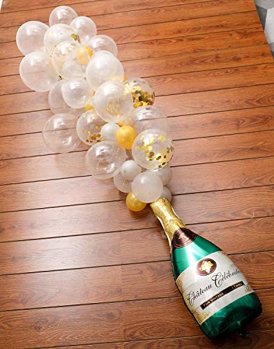 GiantGo Champagnerflasche Luftballons Party Dekorationen - Konfetti Geburtstag Ballonbogen für Geburtstag, Verlobung, Weihnachten, Hochzeit, Abschlussdekorationen, Champagner Luftballons Bogen Kit von GiantGo