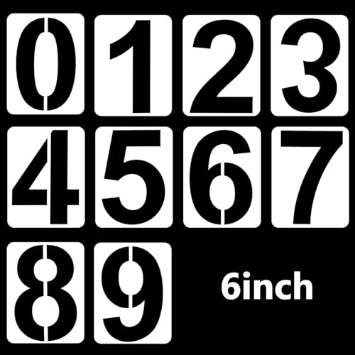 Giantree 0-9 Nummer Schablonen Set, 10Pcs wiederverwendbare digitale Schablonen für Kuchen Nummer Kunststoff Malerei Schablonen Nummer Schablonen für Briefkasten Zeichen Tür Autos (16.5x12.8cm) von Giantree