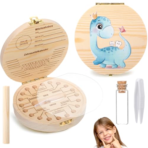 Giantree 1 Stück Zahnbox Holz Milchzähne Box, Milchzahndose Zahndose Milchzähne Für Mädchen Zahndose Milchzahnbox Ufbewahrungsbox Zum Junge Zahnbox Aus Holz Aufbewahrungsbox Für Vorschulkind Zähne von Giantree