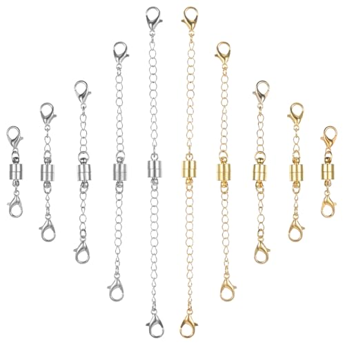 Giantree 10 STK Kettenverschluss Edelstahl, Magnetische Kettenverlängerung für Damen Halskette Verlängerung Schmuck Verlängerungen Edelstahl Kettenverlängerung für DIY Schmuckherstellung(Gold Silber) Giantree 10 STK Kettenverschluss Edelstahl, Magnetische Kettenverlängerung für Damen Halskette Verlängerung Schmuck Verlängerungen Edelstahl Kettenverlängerung für DIY Schmuckherstellung(Gold Silber) von Giantree