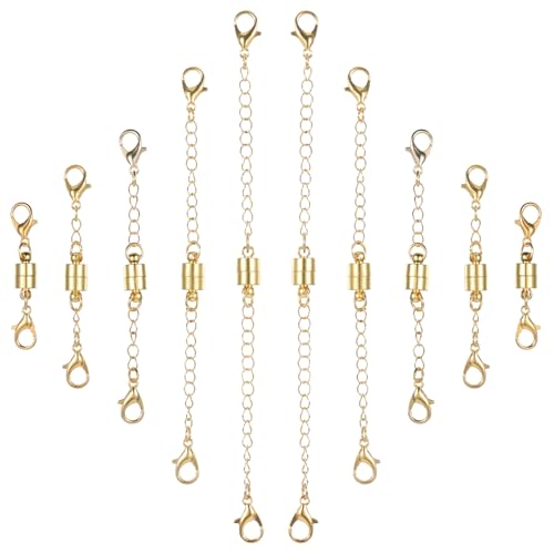Giantree 10 Stück goldene Halskettenverlängerung, verstellbare Halskettenverlängerung mit Verschlüssen, mehrere Größen, Armbandverlängerung, Kettenverlängerung für Halsketten, goldene von Giantree