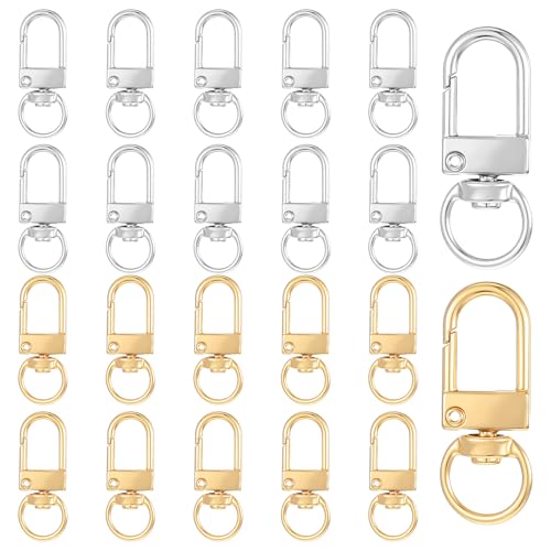 Giantree 20 Stück Gold Karabinerhaken, Gold Karabiner Metall Schlüsselanhänger Schlüsselringe Mit Drehgelenk Schlüsselanhänger Klein Drehbarem Karabinerhaken Für DIY Basteln Schmuck (Golden Silber) Giantree 20 Stück Gold Karabinerhaken, Gold Karabiner Metall Schlüsselanhänger Schlüsselringe Mit Drehgelenk Schlüsselanhänger Klein Drehbarem Karabinerhaken Für DIY Basteln Schmuck (Golden Silber) von Giantree