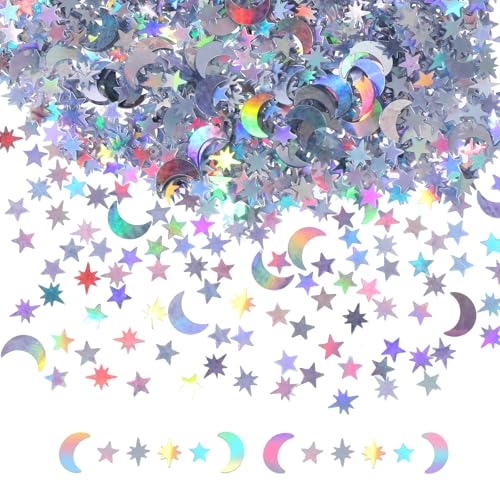 Giantree 60g Stern Mond Konfetti, etwa 8.000 Stück Streudeko Konfetti Geburtstag Glitzer Pailletten Streudeko Tischdeko für Jubiläen Partys Geburtstage DIY von Giantree